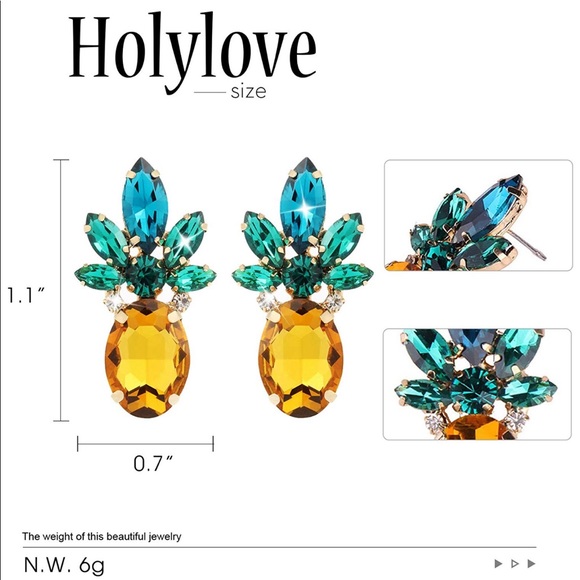 Glass, Pineapple Earrings BRAND NEW! - Picture 5 of 6